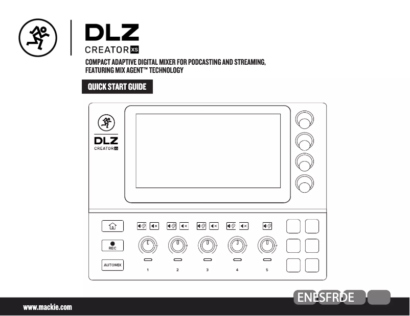 Page 1 de la notice Guide de démarrage rapide Mackie DLZ Creator XS