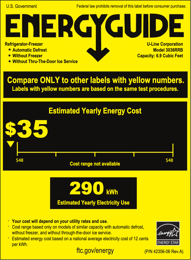 Page n°1 - Label énergétique U-Line U-3036RR