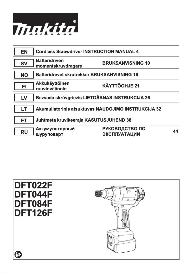 Page 1 de la notice Manuel utilisateur Makita DFT022F