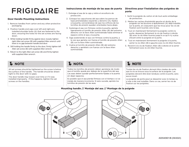 Page n°1 - Guide d'installation Frigidaire PCFE3078AF