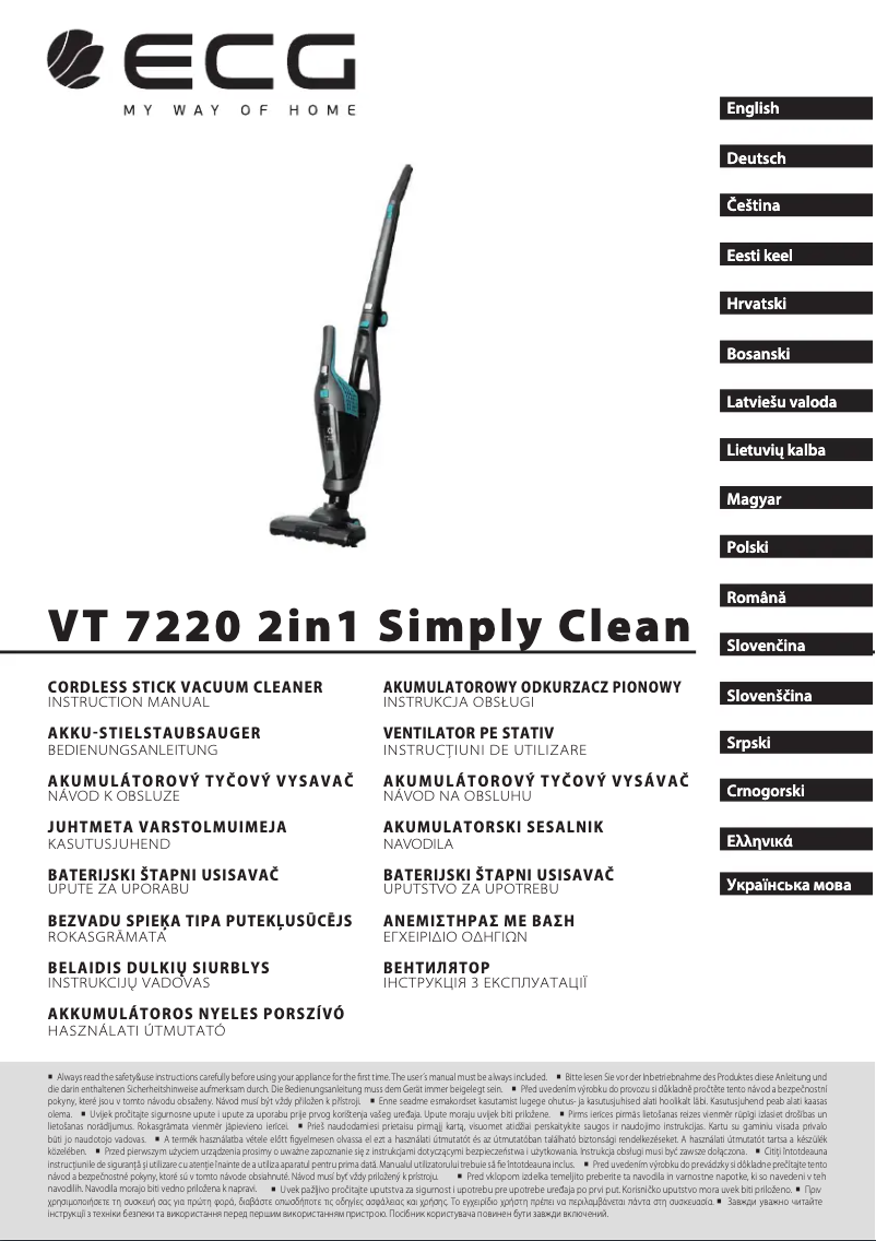 Page n°1 - Manuel utilisateur ECG VT 7220 2in1 Simply Clean