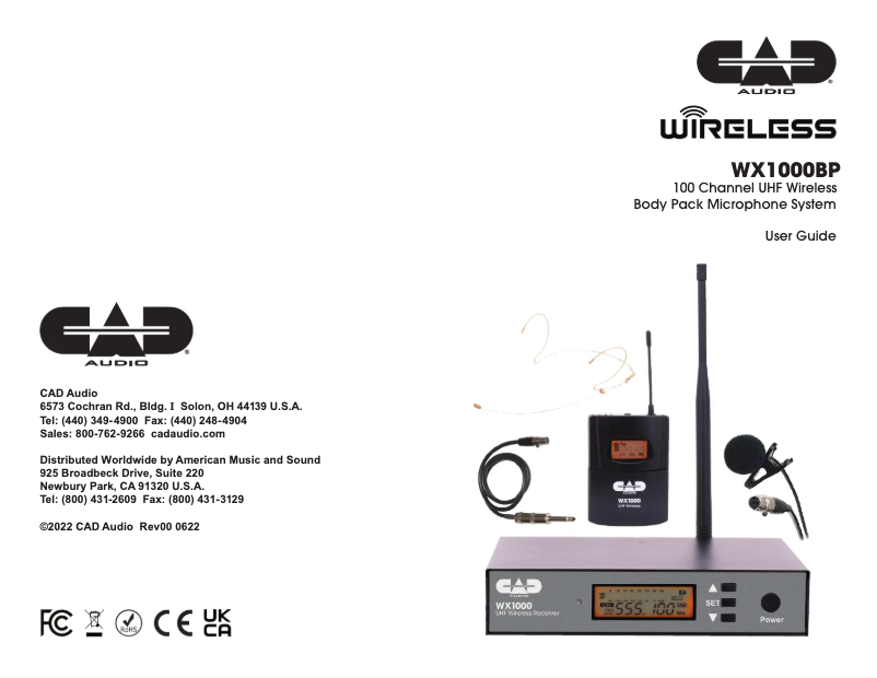 Page 1 de la notice Manuel utilisateur CAD Audio WX1000BP