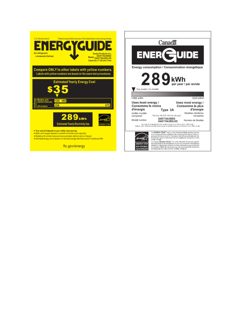 Página 1 del manual Etiqueta energética Danby DAR170A3BSLDD