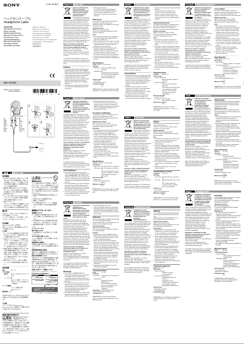Page n°1 - Manuel utilisateur Sony MUC-B12SM1
