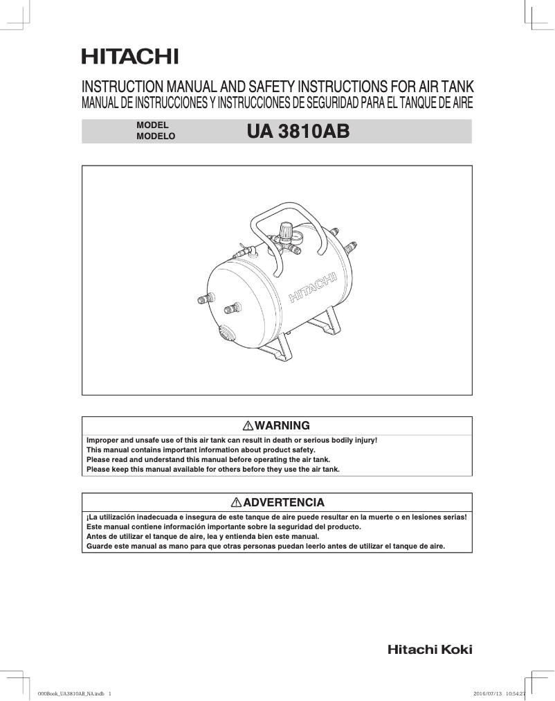 Page 1 de la notice Manuel utilisateur Hitachi UA3810AB