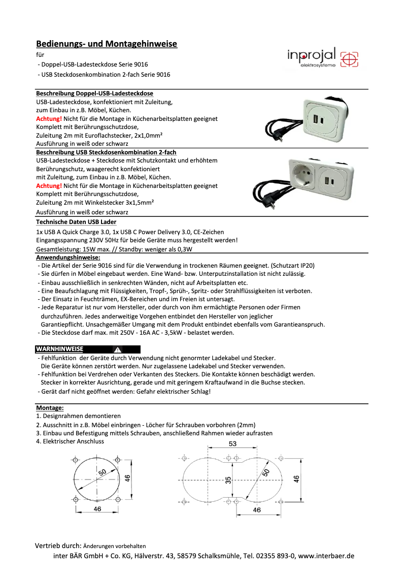 Page n°1 - Manuel utilisateur interBar 9016