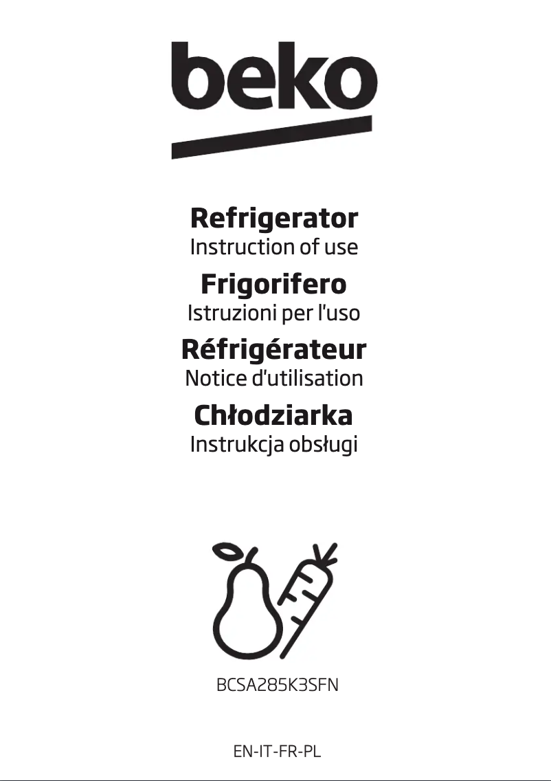 Image de la première page du manuel de l'appareil BCSA285K3SFN