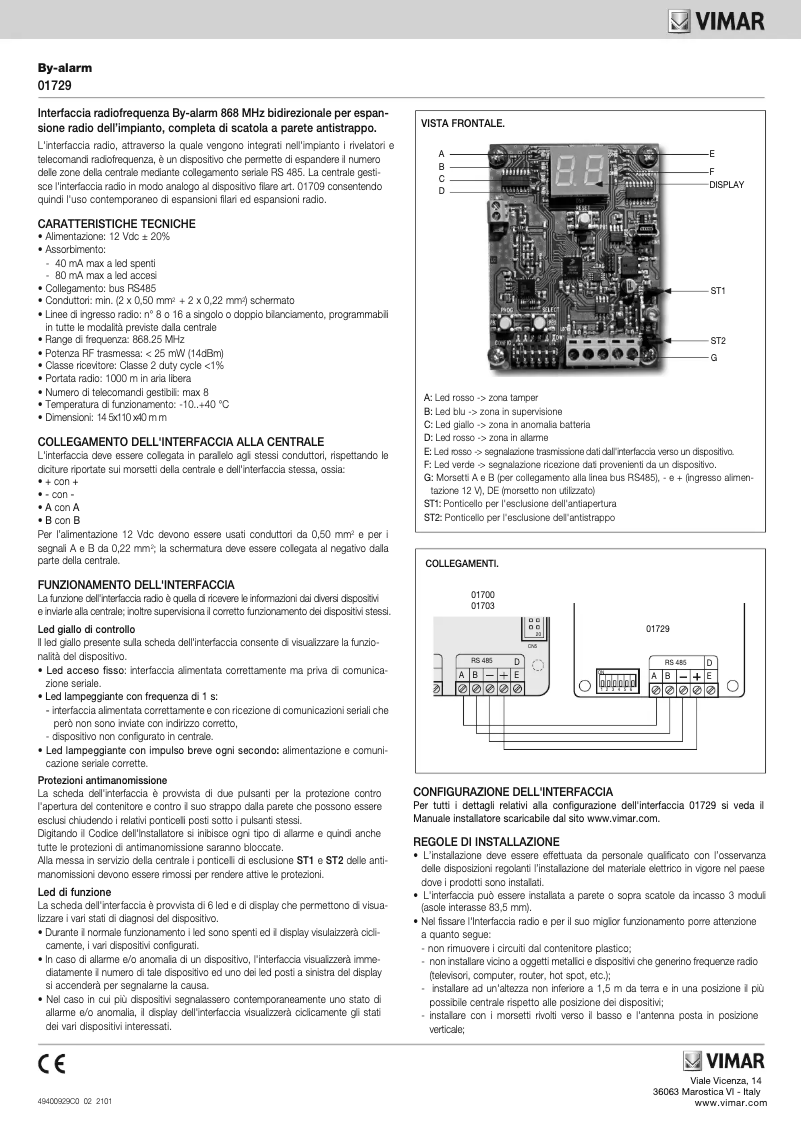 Page n°1 - Instructions / montage Vimar 01729