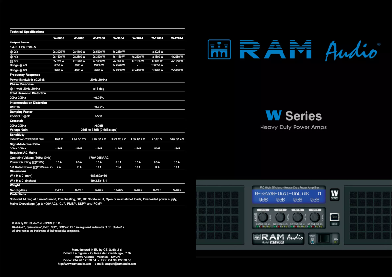 Page 1 de la notice Fiche technique Ram Audio W 6000