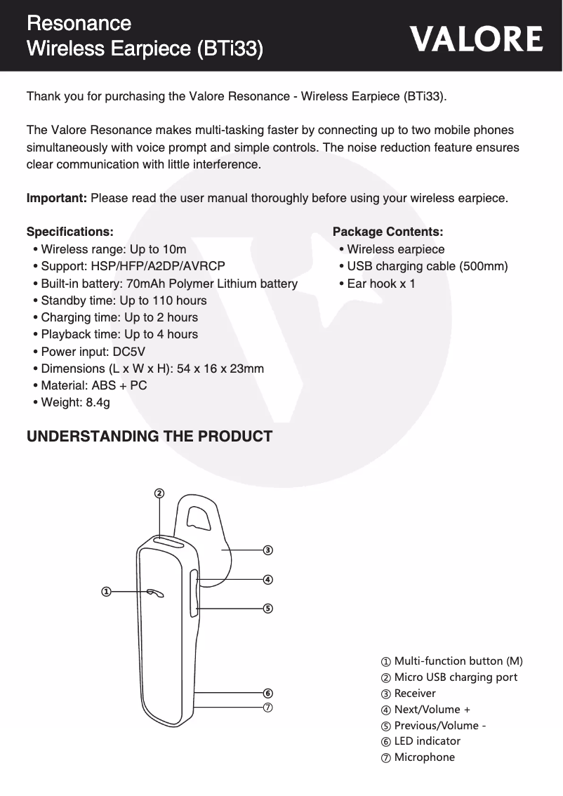 Image de la première page du manuel de l'appareil BTi33