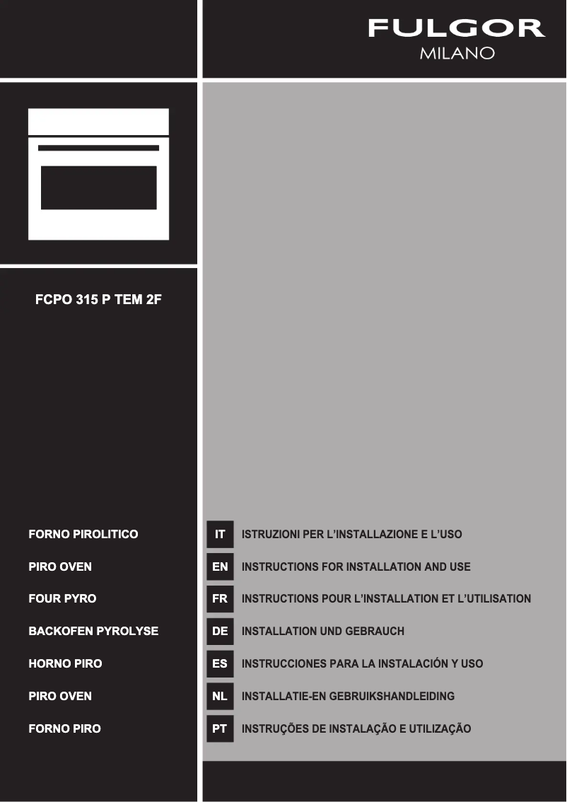 Page 1 de la notice Guide d'installation Fulgor Milano FCPO 315 P TEM 2F