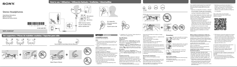 Page 1 de la notice Manuel utilisateur Sony Active Sports MDR-AS800AP