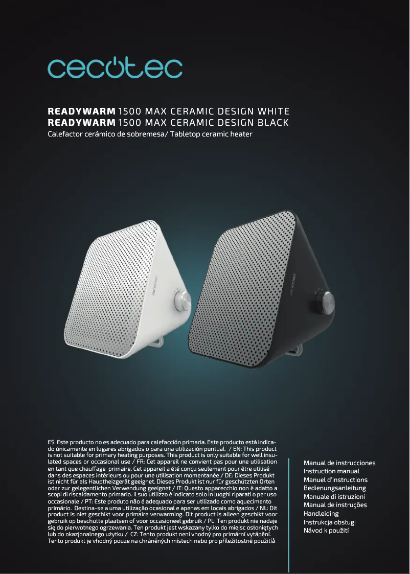 Page 1 de la notice Manuel utilisateur Cecotec ReadyWarm 1500 Max Ceramic Design
