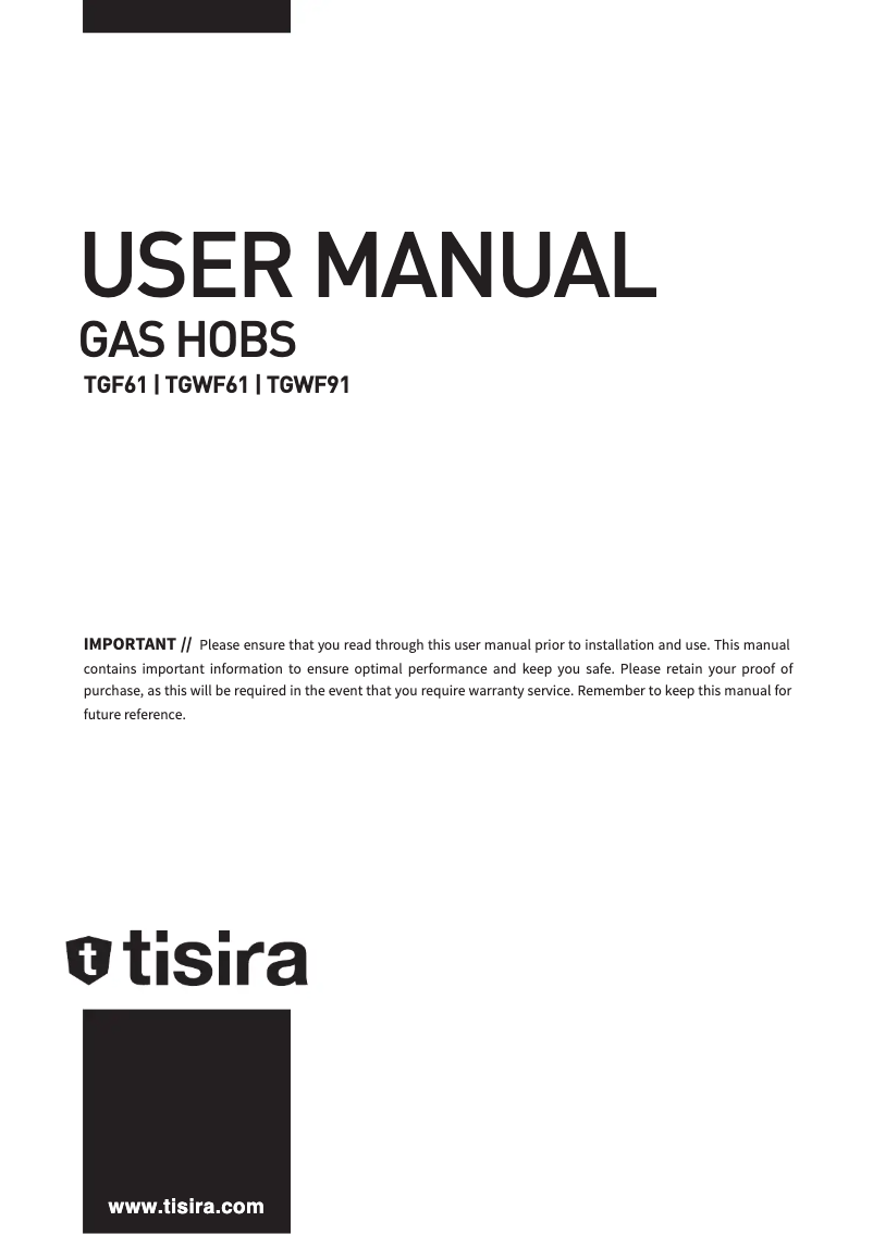 Page 1 de la notice Manuel utilisateur Tisira TGF61