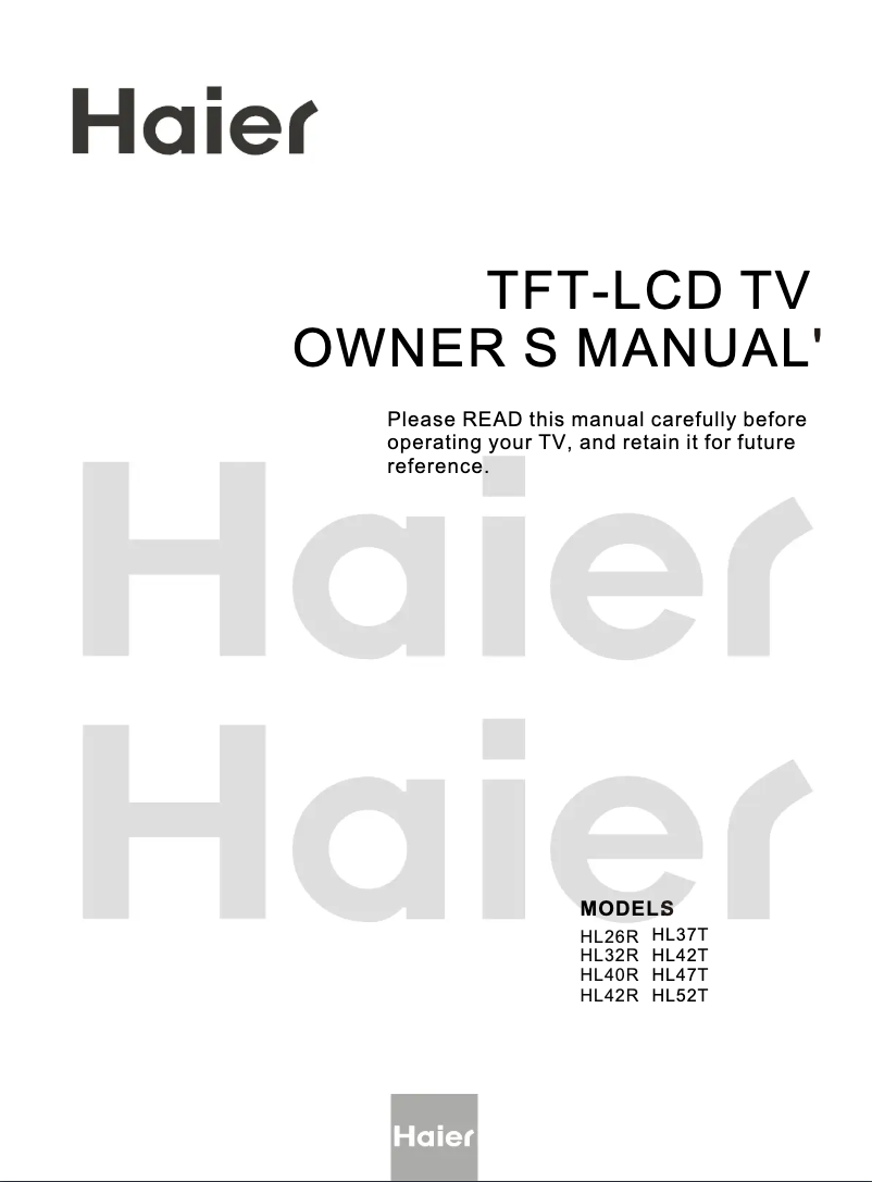 Page 1 of the manual User Manual Haier HL26R