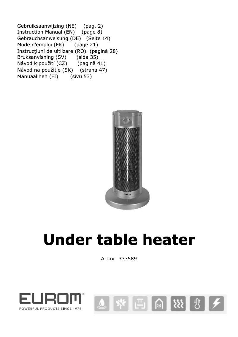 Page n°1 - Manuel utilisateur Eurom Under table heater