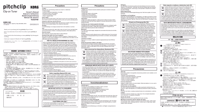 Page 1 of the manual User Manual Korg Pitchclip