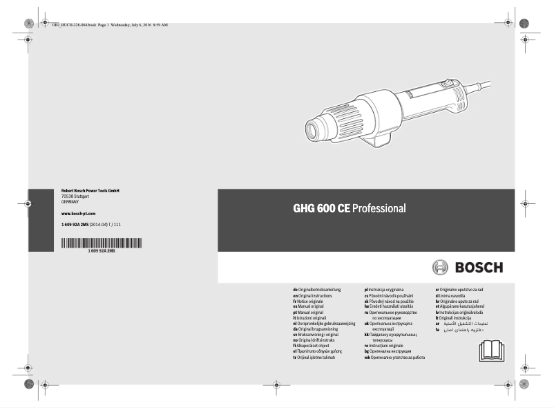 Page 1 de la notice Manuel utilisateur Bosch GHG 600 CE Professional