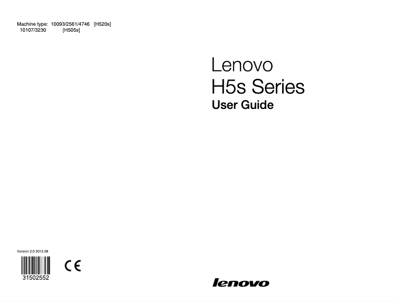 Page 1 de la notice Manuel utilisateur Lenovo IdeaCentre H520s