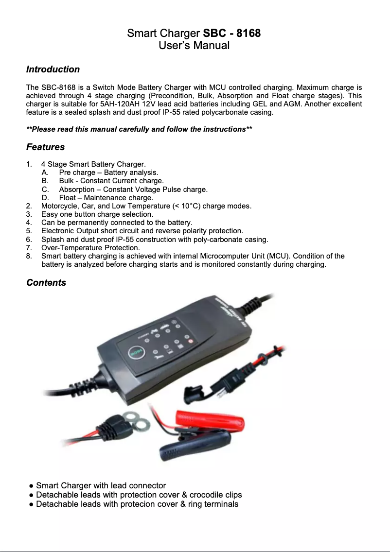 Page n°1 - Manuel utilisateur Manson SBC-8168