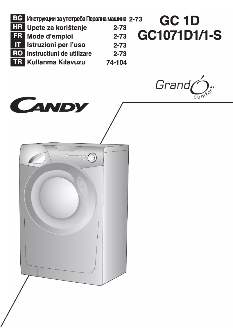 Page 1 de la notice Manuel utilisateur Candy GC 1071D1-S