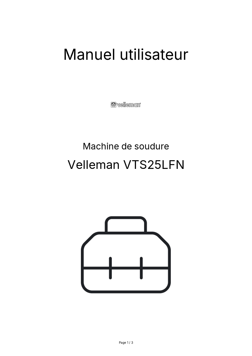 Page n°1 - Manuel utilisateur Velleman VTS25LFN