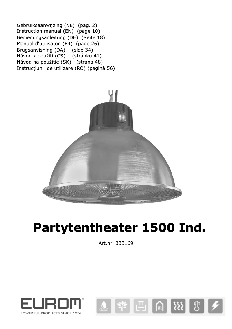 Image de la première page du manuel de l'appareil Partytent heater 1500 IND