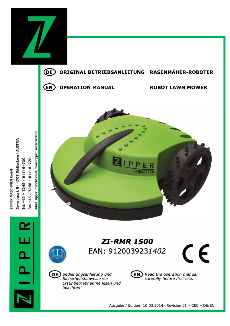 Page 1 de la notice Manuel utilisateur Zipper ZI-RMR 1500