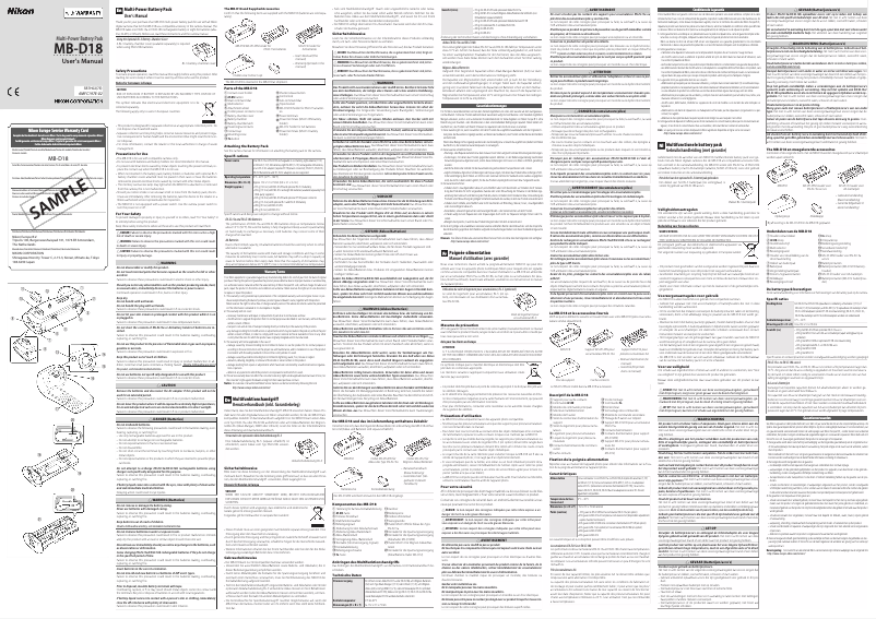 Image de la première page du manuel de l'appareil MB-D18