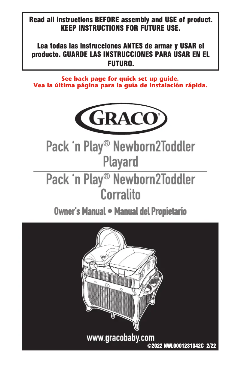 Page 1 de la notice Manuel utilisateur Graco Pack 'n Play Newborn2Toddler Playard