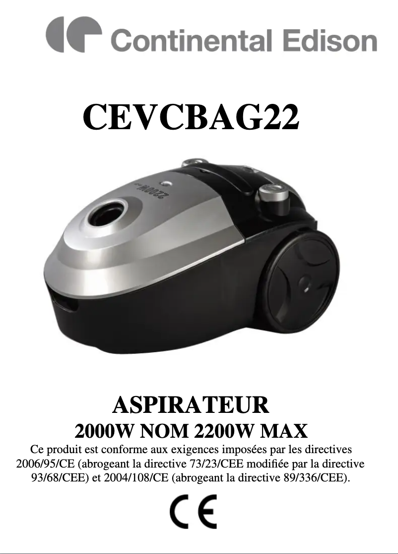 Page n°1 - Manuel utilisateur Continental Edison CEVCBAG22