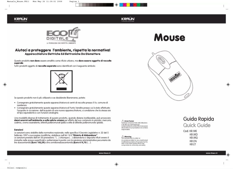 Page 1 de la notice Manuel utilisateur Kraun KR.MD