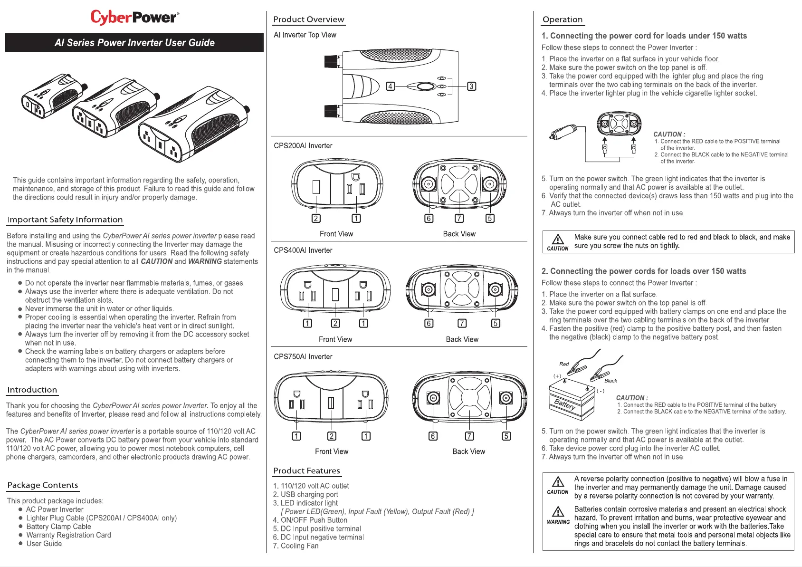 Page n°1 - Manuel utilisateur CyberPower CPS400AI