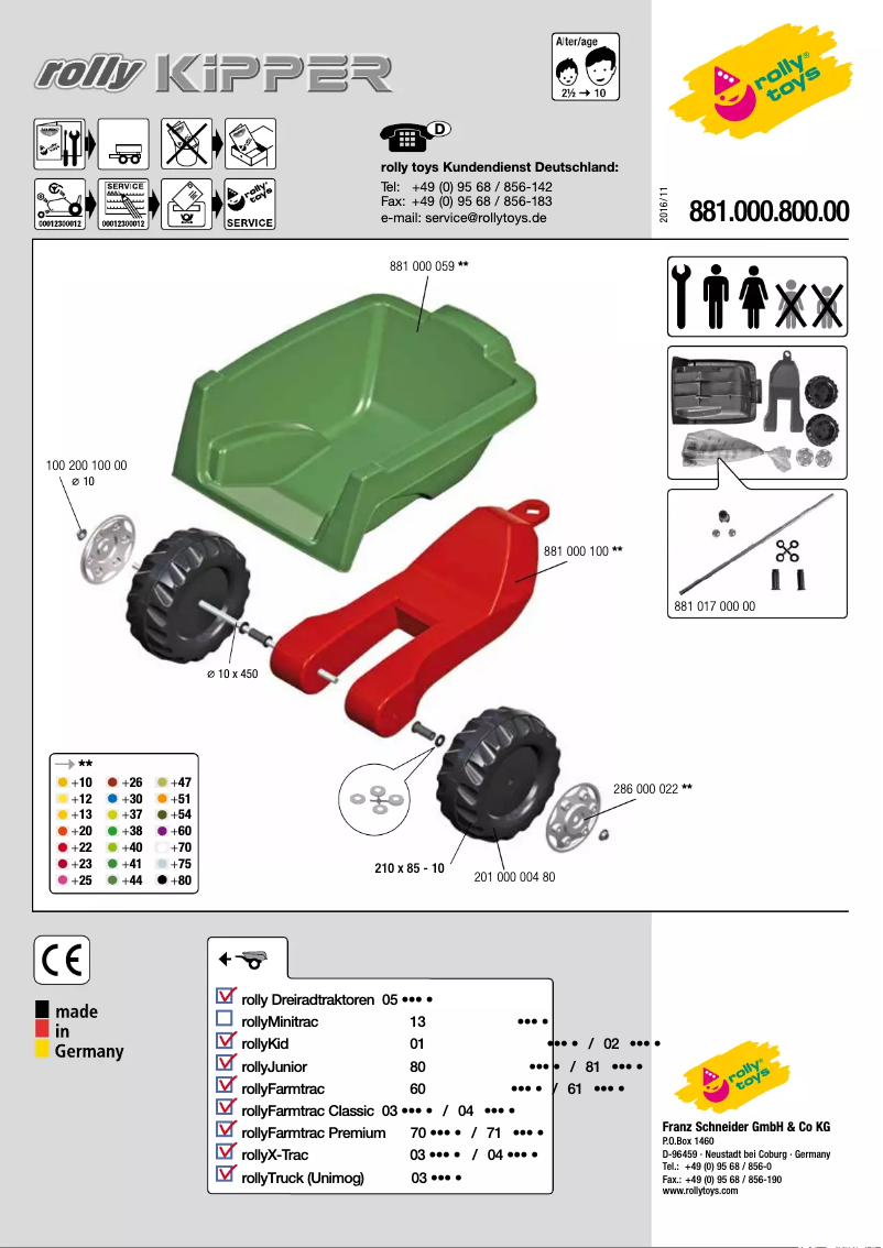 Page 1 de la notice Manuel utilisateur Rolly Toys Rolly Kipper II