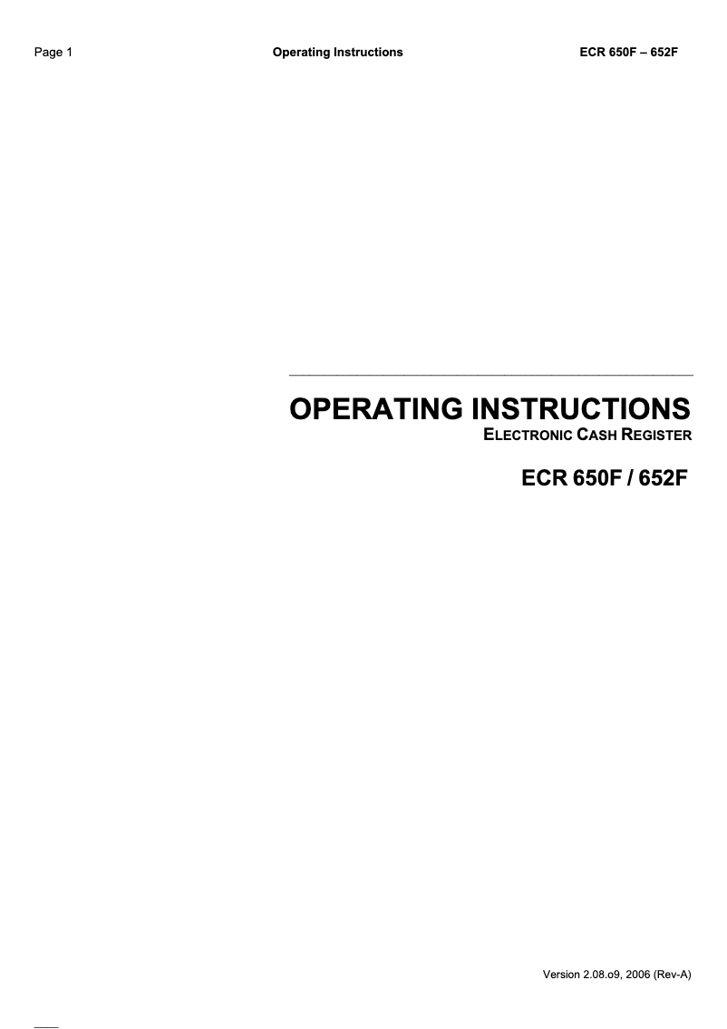 Page 1 de la notice Manuel utilisateur Olympia ECR 652F