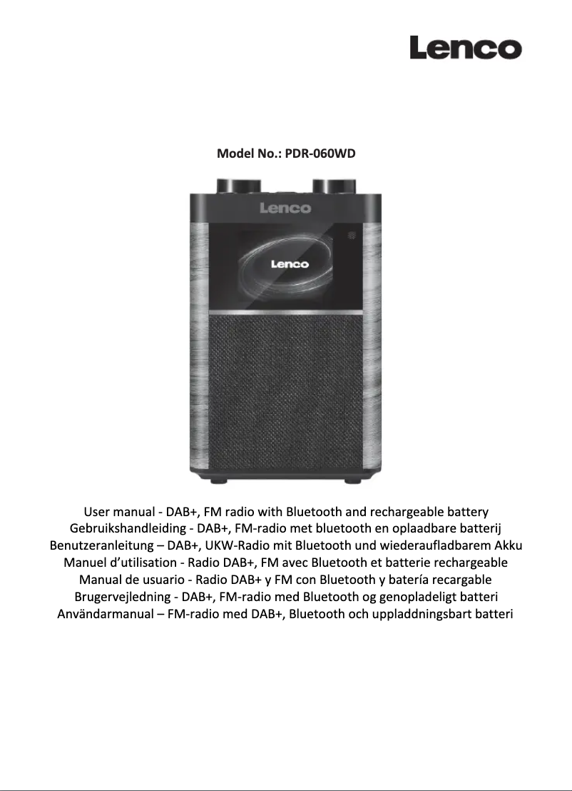 Page 1 de la notice Manuel utilisateur Lenco PDR-060WD