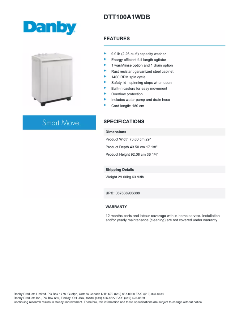 Página 1 del manual Manual de usuario Danby DTT100A1
