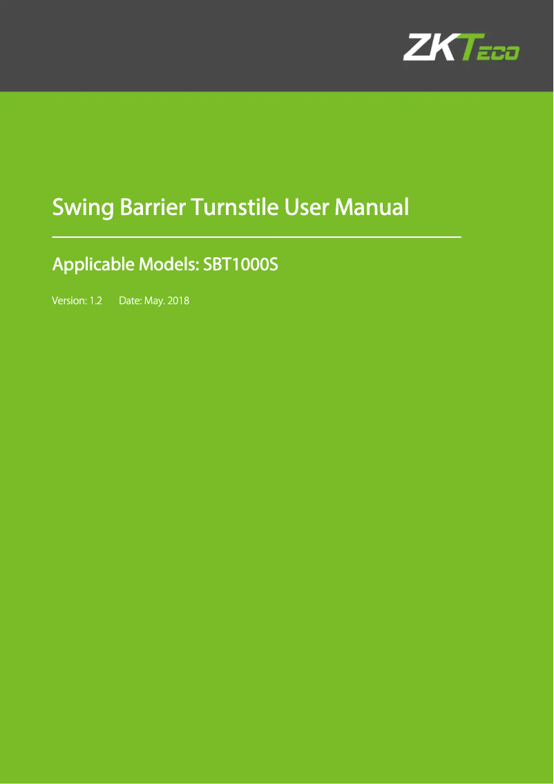 First page image of the manual for SBT1011S