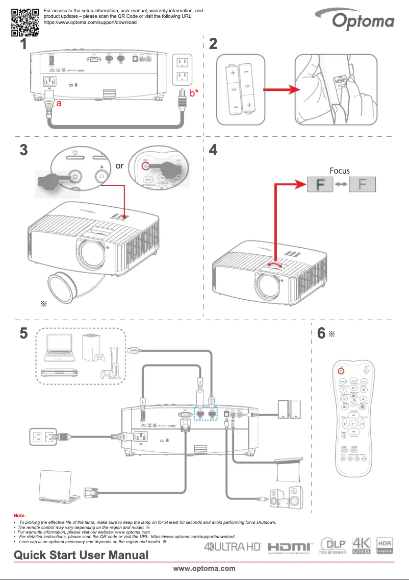 Page 1 de la notice Guide de démarrage rapide Optoma UHD35STx