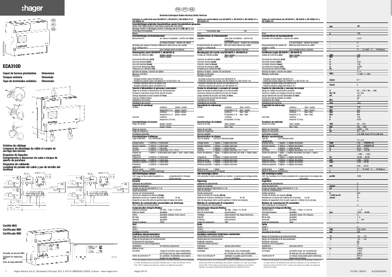 Page n°1 - Manuel utilisateur Hager ECA310D
