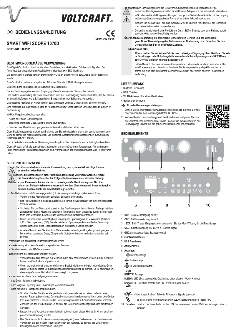 Page 1 de la notice Manuel utilisateur Voltcraft 1070D