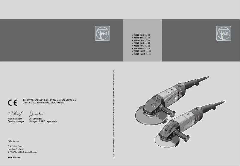 Página 1 del manual Manual de usuario Fein WSG 20-180