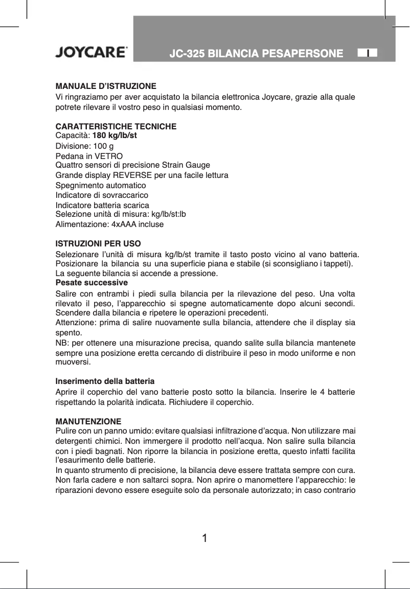Image de la première page du manuel de l'appareil JC-325