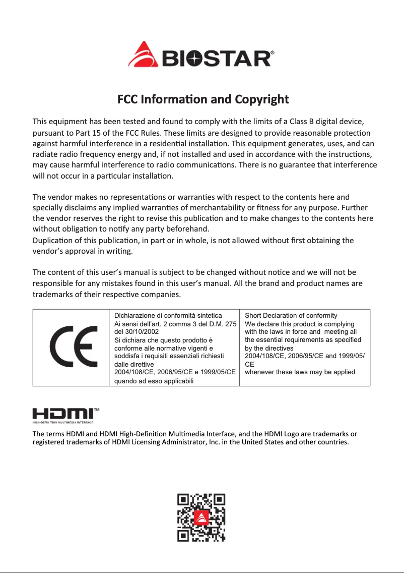 Page 1 de la notice Manuel utilisateur Biostar X670E VALKYRIE