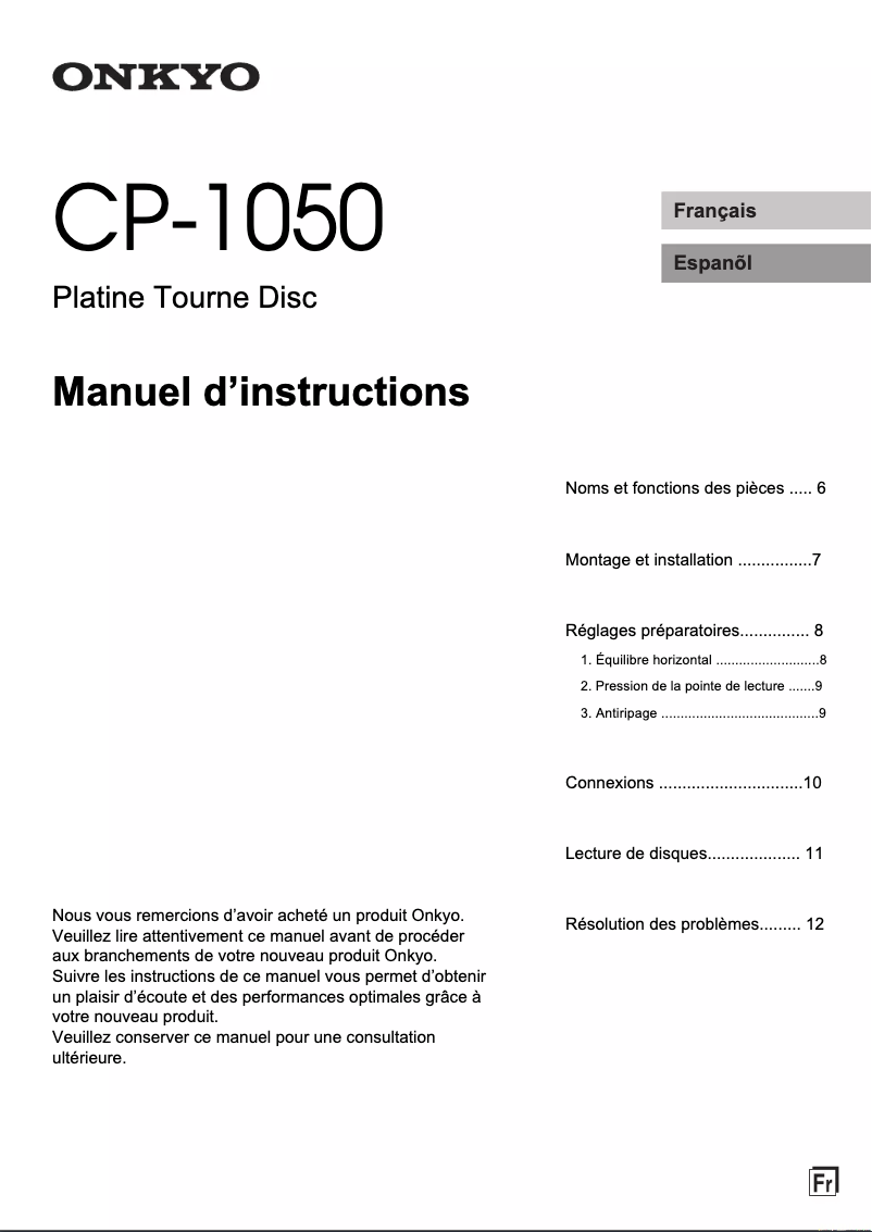 Image de la première page du manuel de l'appareil CP-1050
