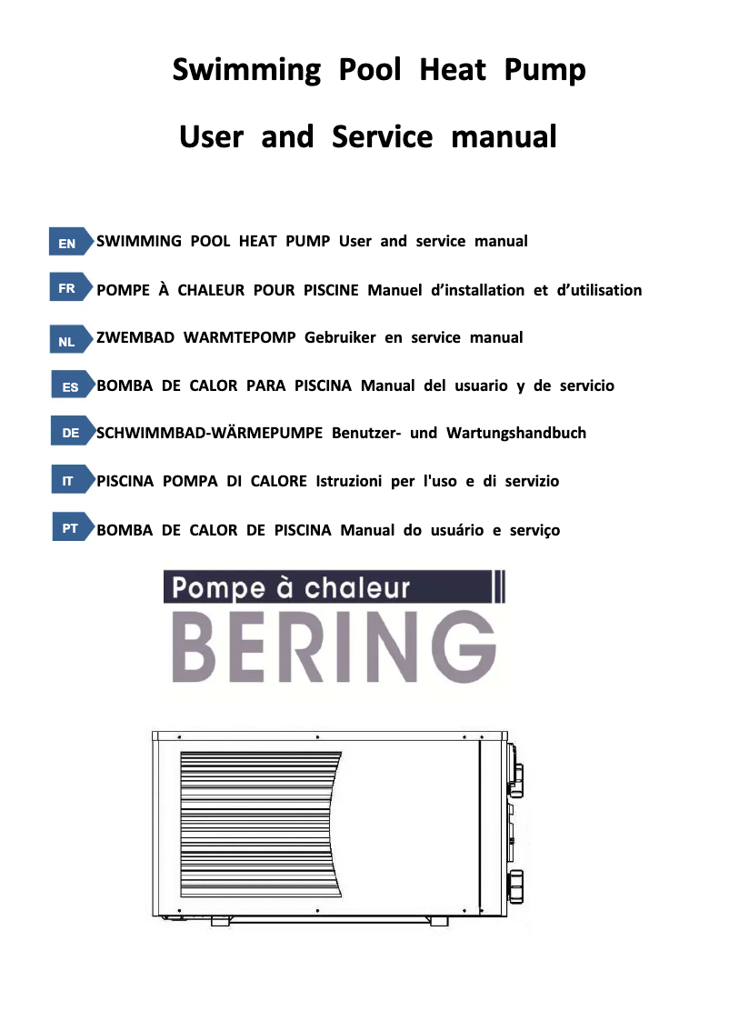 Page 1 de la notice Manuel utilisateur AstralPool Bering