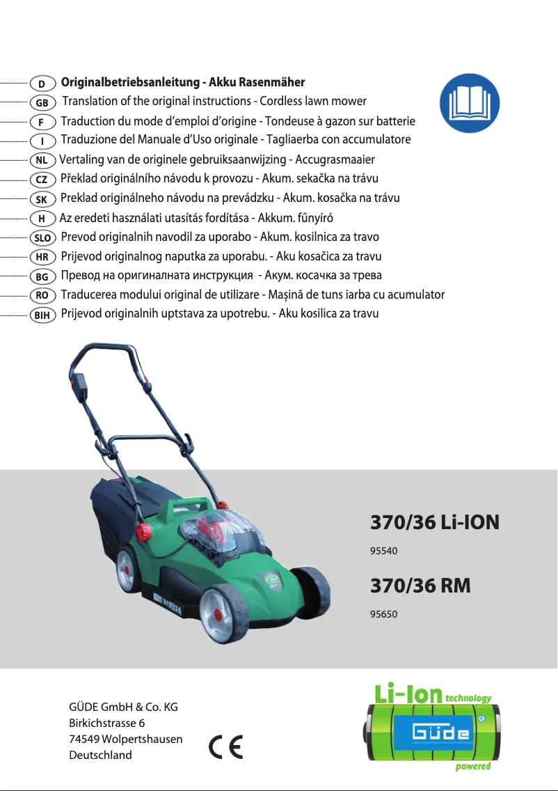 Page 1 de la notice Manuel utilisateur Güde 370/36 RM