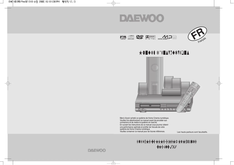 Page n°1 - Manuel utilisateur Daewoo DHC-XD350