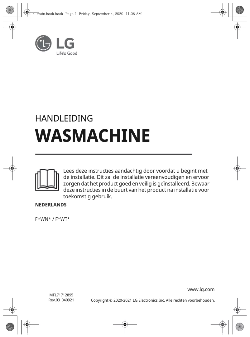 Page 1 de la notice Manuel utilisateur LG F4WN509S0