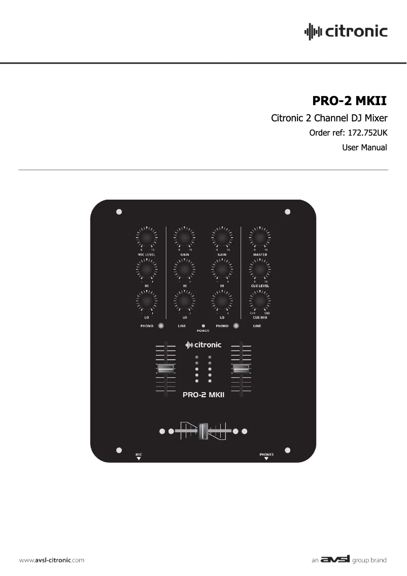Page 1 de la notice Manuel utilisateur Citronic PRO-2 MKII